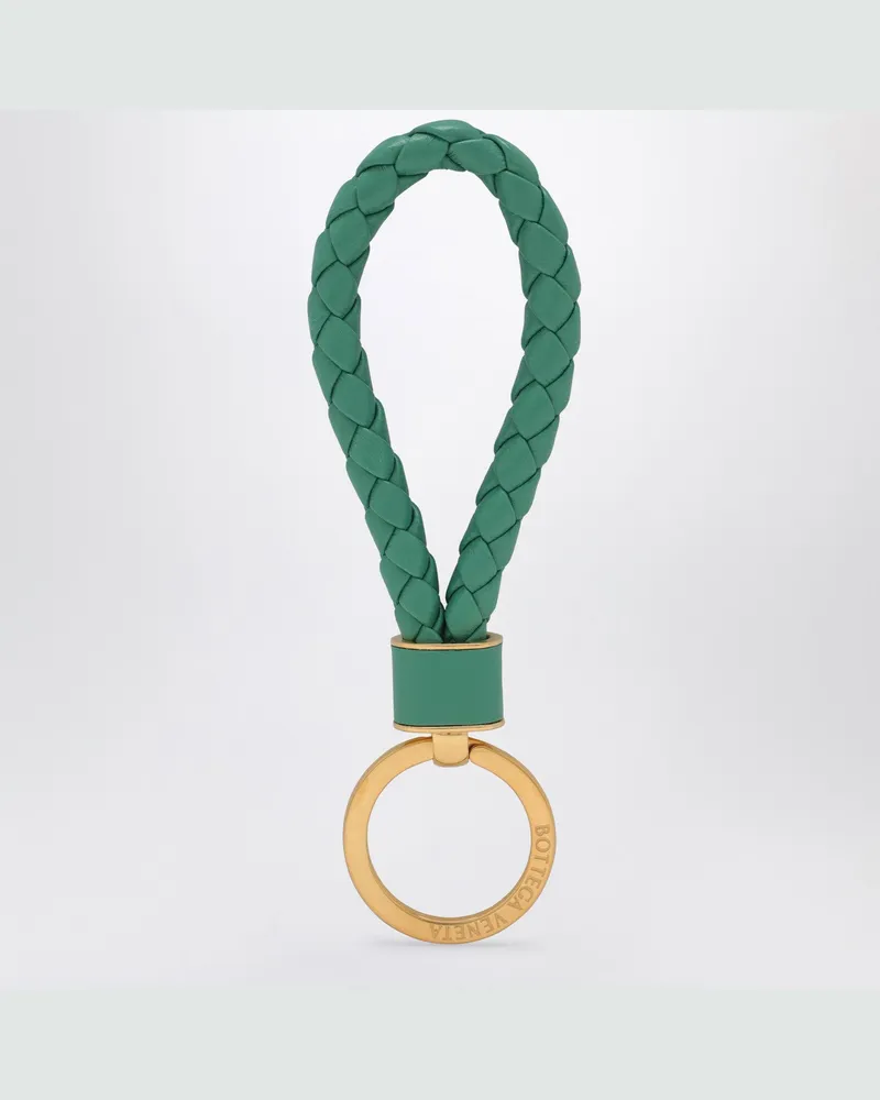 Bottega Veneta Schlüsselanhänger aus Leder mit Flechtmuster mermaid Green