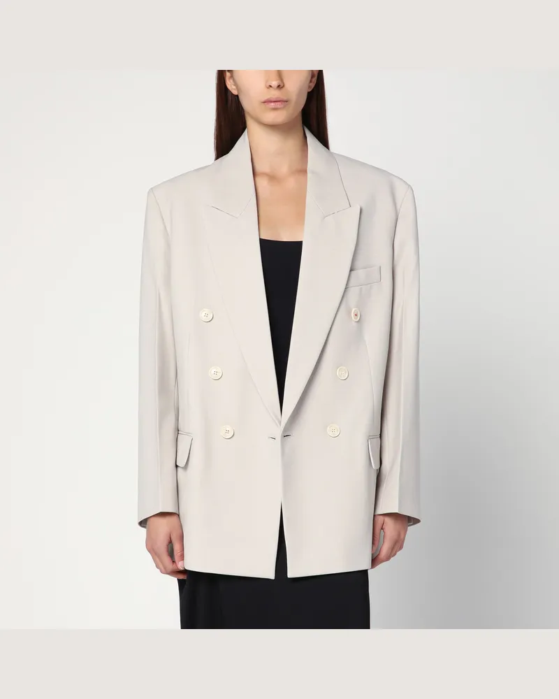 Victoria Beckham Zweireihige Jacke in Bimssteinfarbe Grey