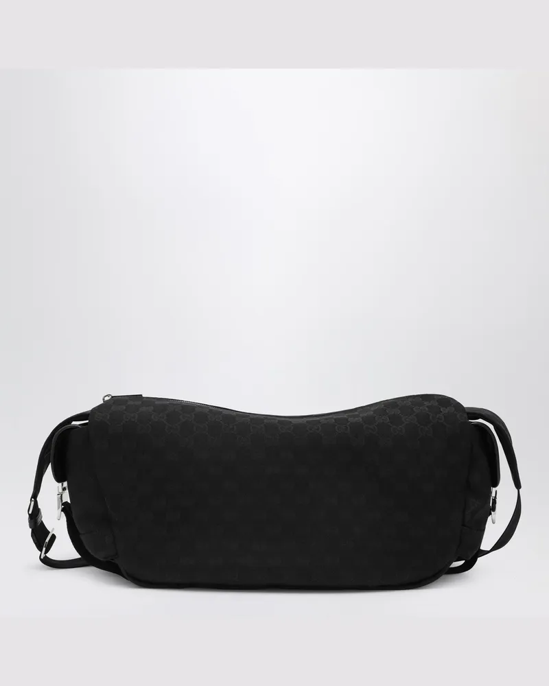 Gucci Große schwarze Umhängetasche aus GG-Gewebe Black