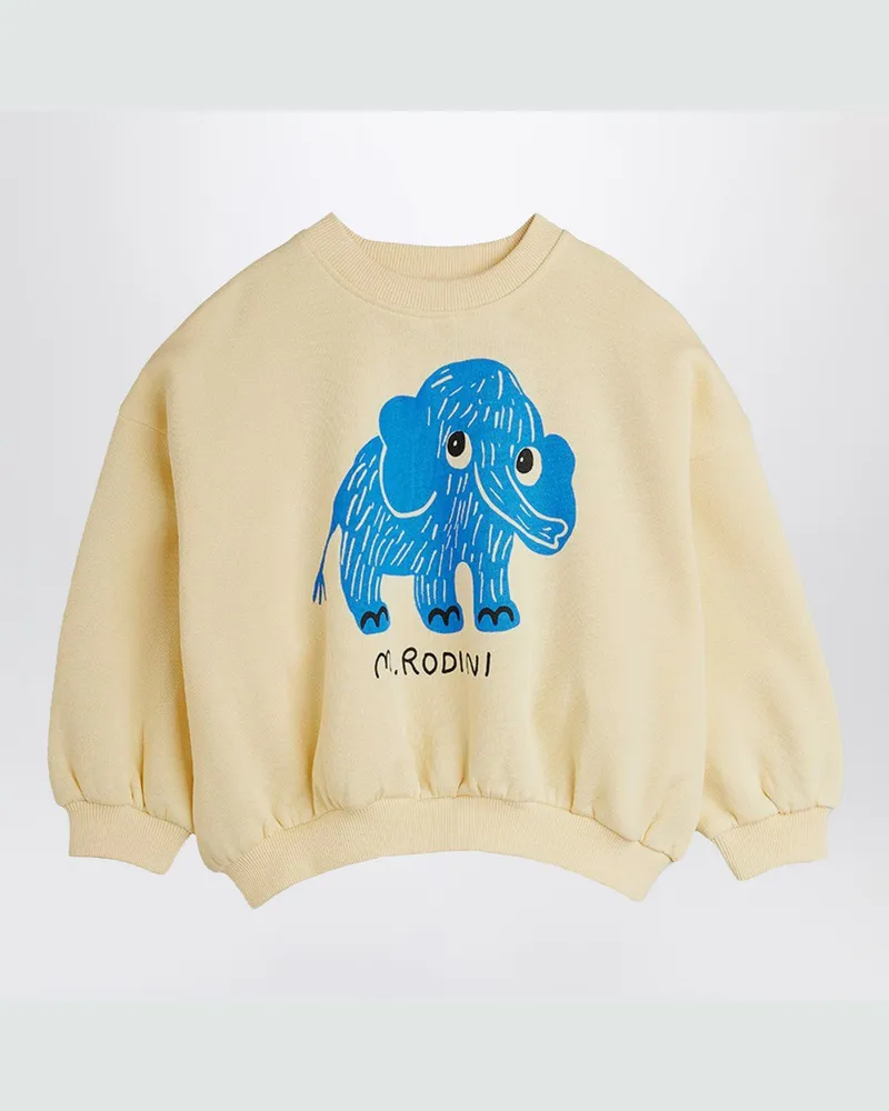 Mini Rodini Elfenbeinfarbenes Sweatshirt mit Mammut-Print White