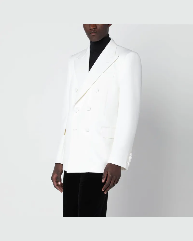 Valentino Garavani Milchfarbene Doppelreiherjacke aus Wolle White