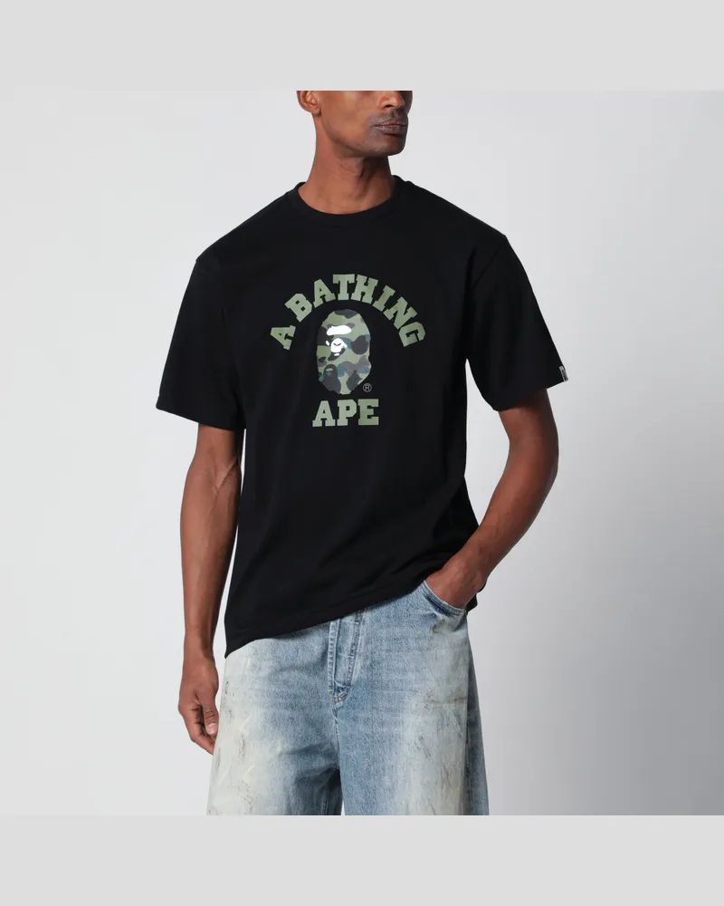 BAPE Schwarzes T-Shirt mit Logo-Print Black