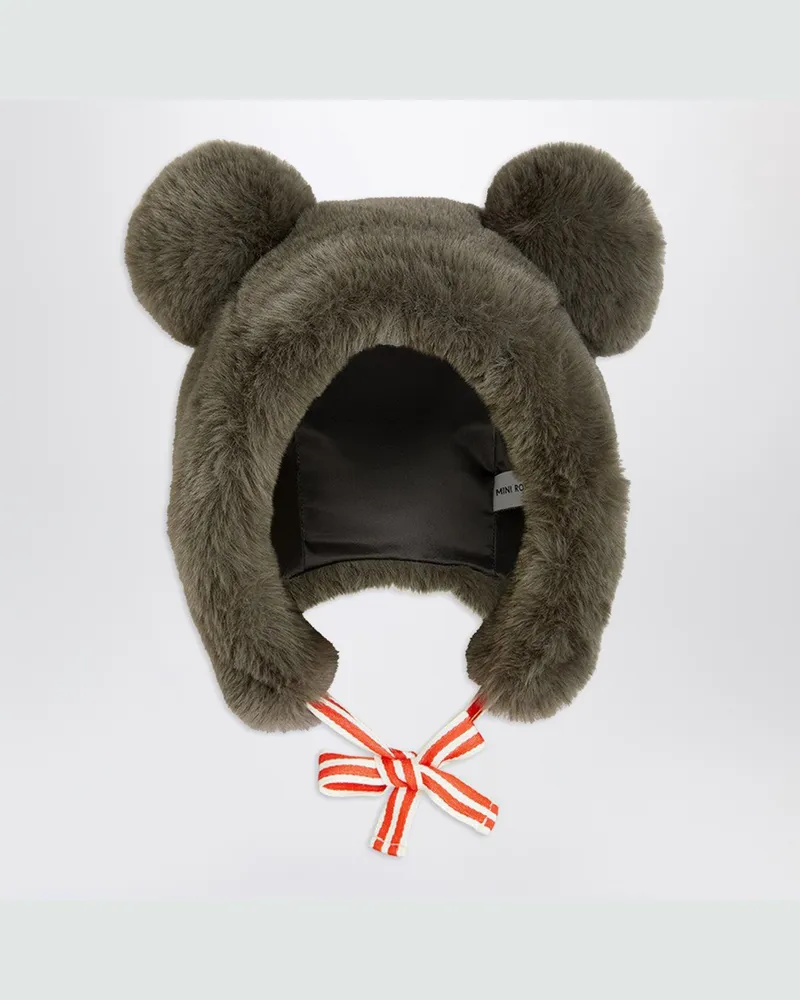 Mini Rodini Mütze mit Ohren aus Kunstfell Grey