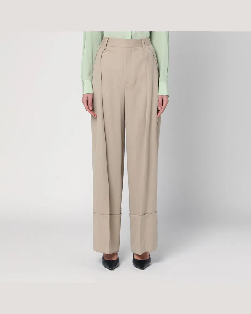 Victoria Beckham Breite Mandarin-Farben-Hosen aus Wolle 