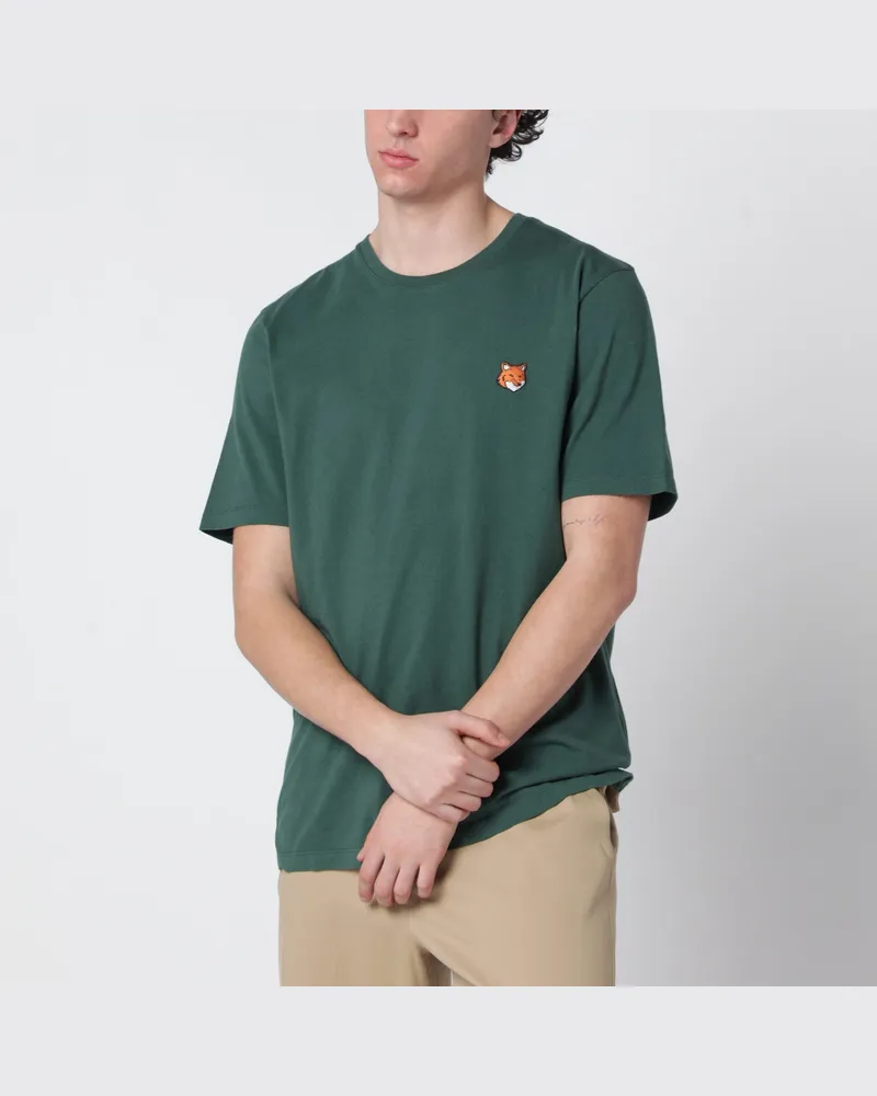 Kitsuné Flaschengrünes Fox Head T-Shirt Regular-Fit Green