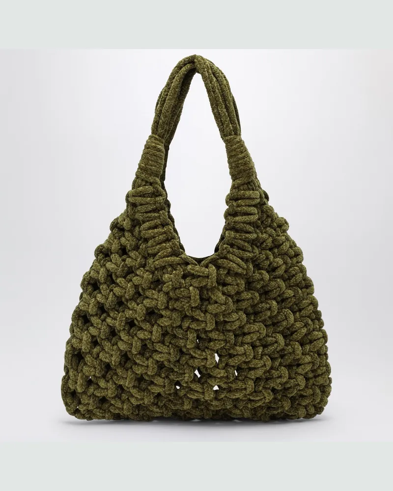 HIBOURAMA Vannifique Big Tasche aus Khaki-Samt Green
