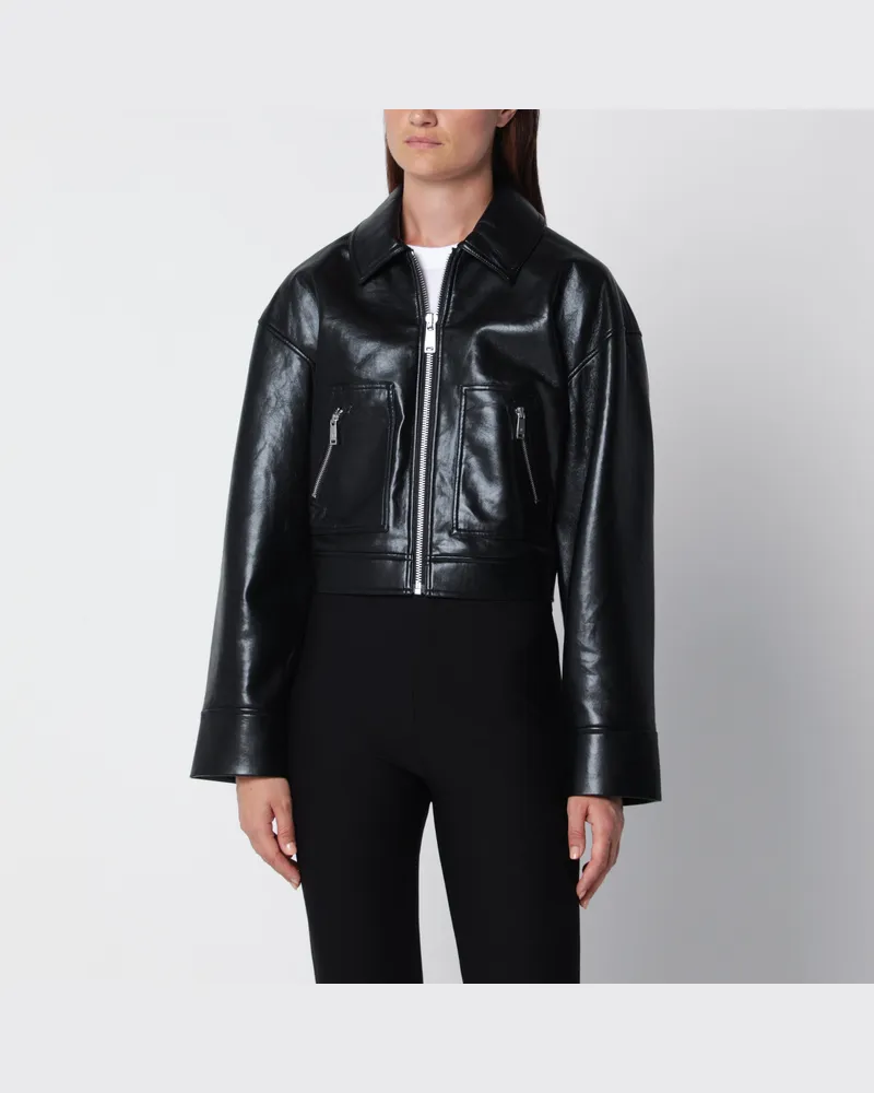 Anine Bing Assan schwarze Jacke aus regeneriertem Leder Black