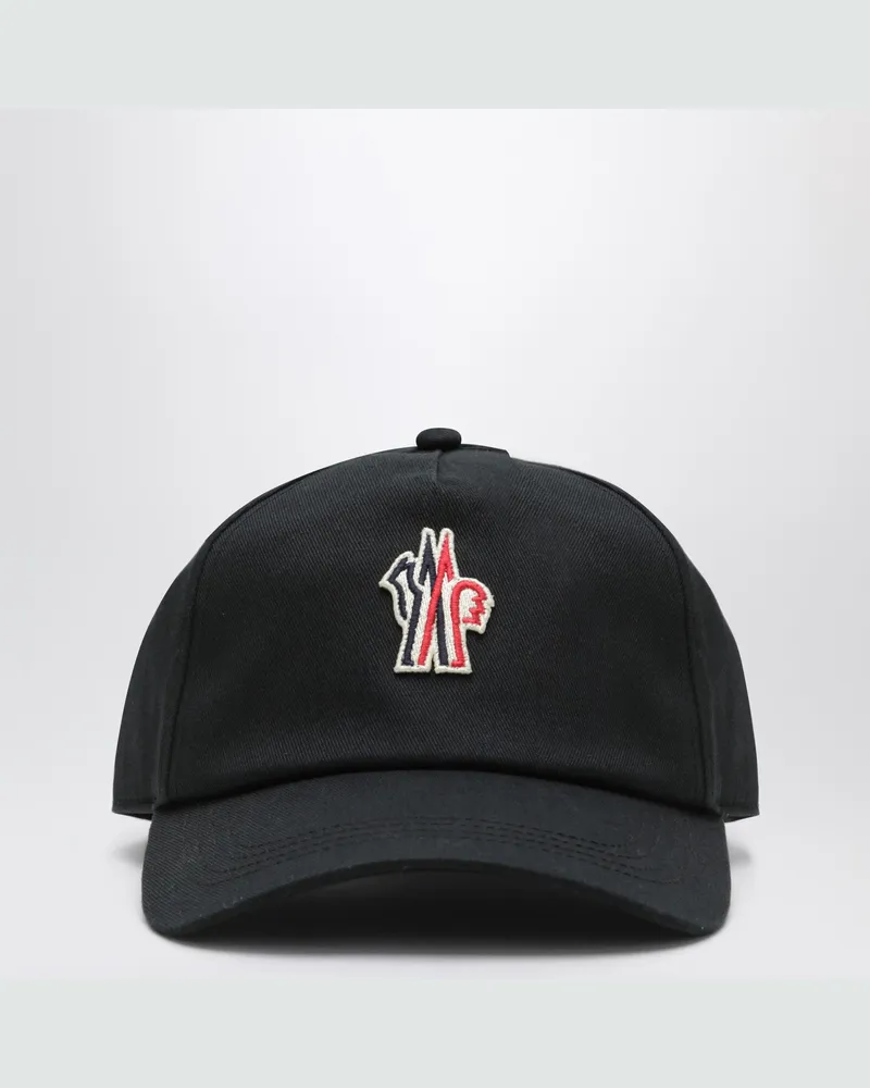 Moncler Schwarze Baseballkappe mit Logo-Patch Black
