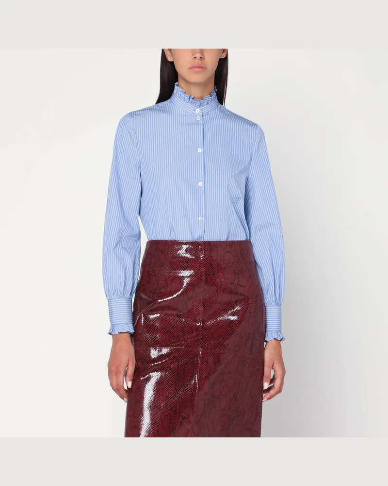 Valentino Garavani Hellblaues gestreiftes Hemd aus Baumwolle Light