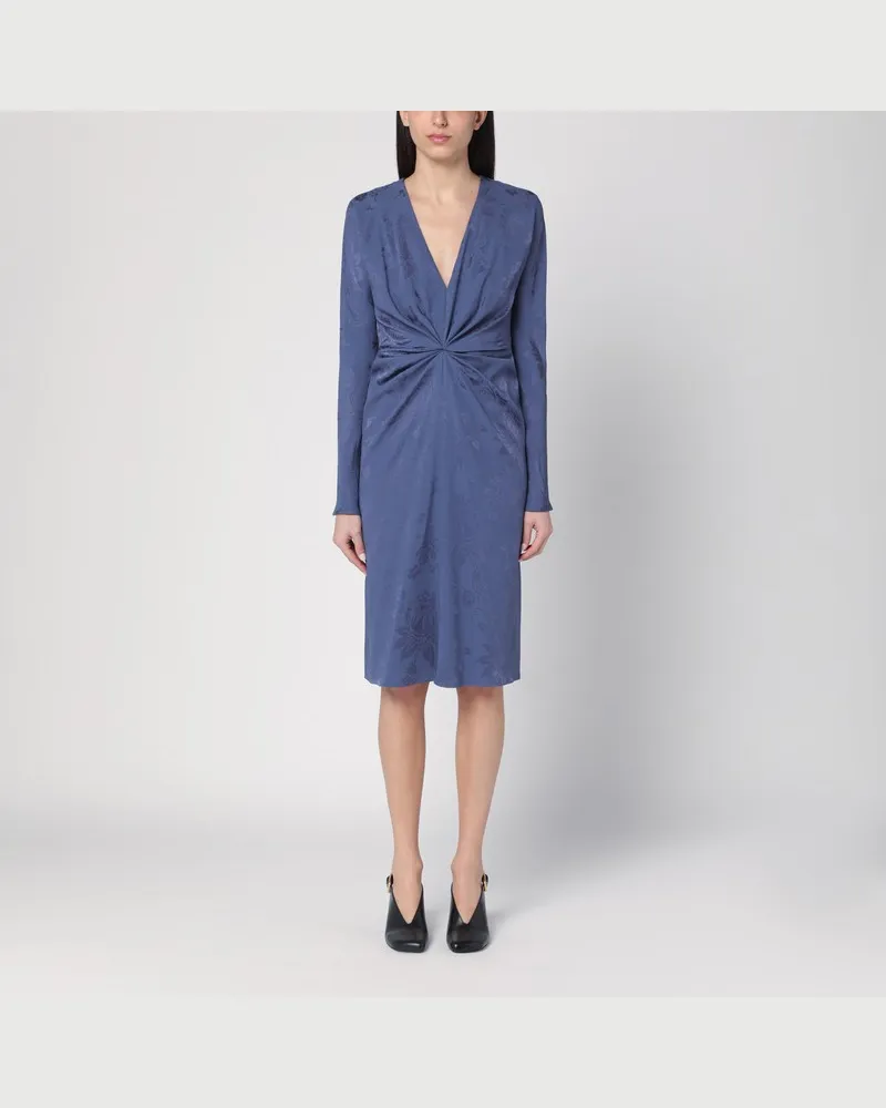 Etro Kornblumenfarbenes Kleid mit Jacquard-Optik Blau