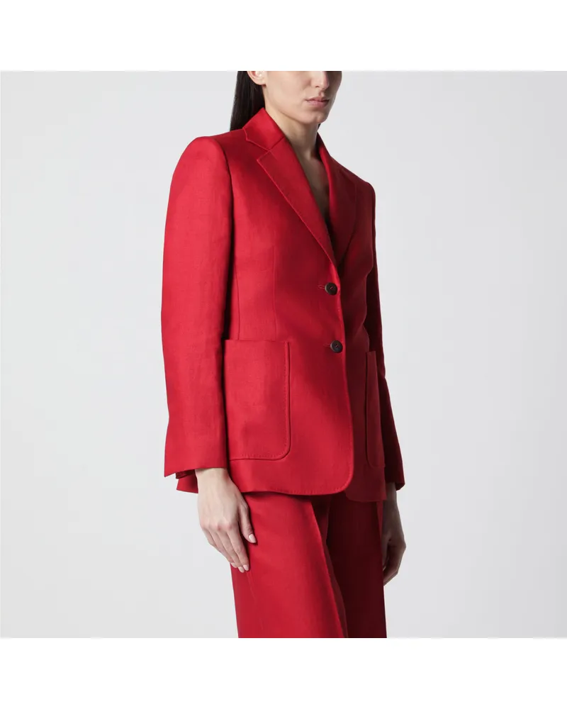 Max Mara Halbtaillierter einreihiger Blazer aus rotem Leinen Red