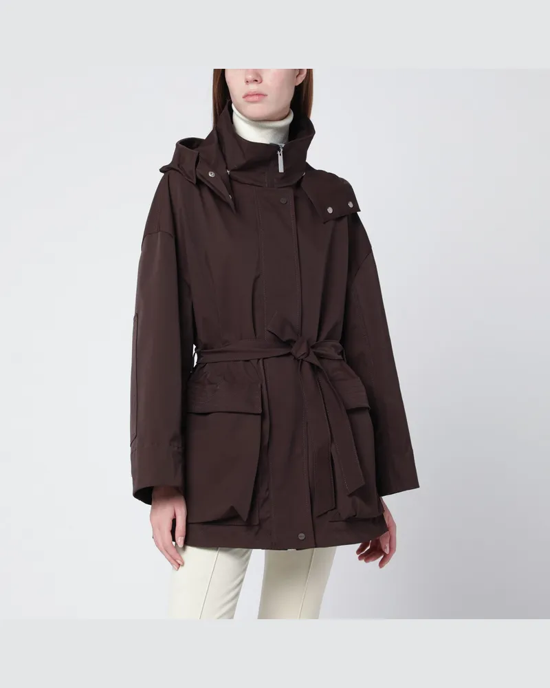 Herno Short Laminar coffee-colored parka Brown