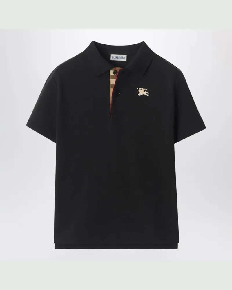Burberry Schwarzes Polohemd aus Baumwollpiqué Black