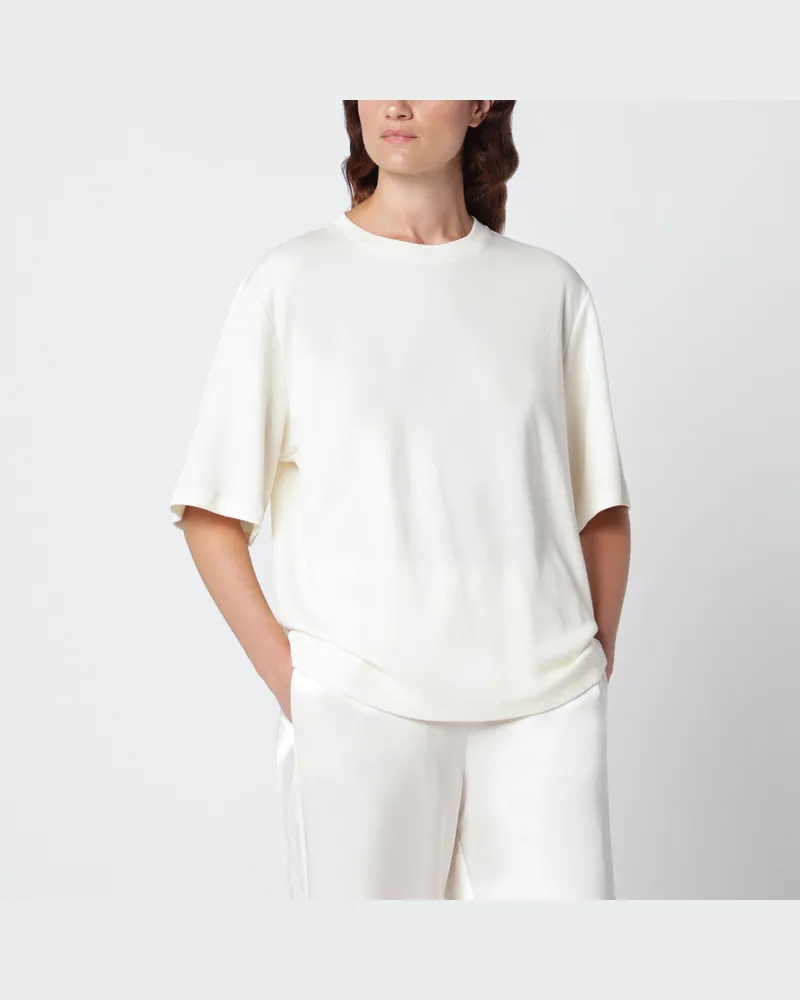 Róhe T-Shirt aus Baumwoll-Wollmischung in Creme White