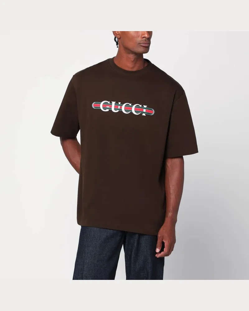 Gucci T-Shirt braun mit Logodruck Braun