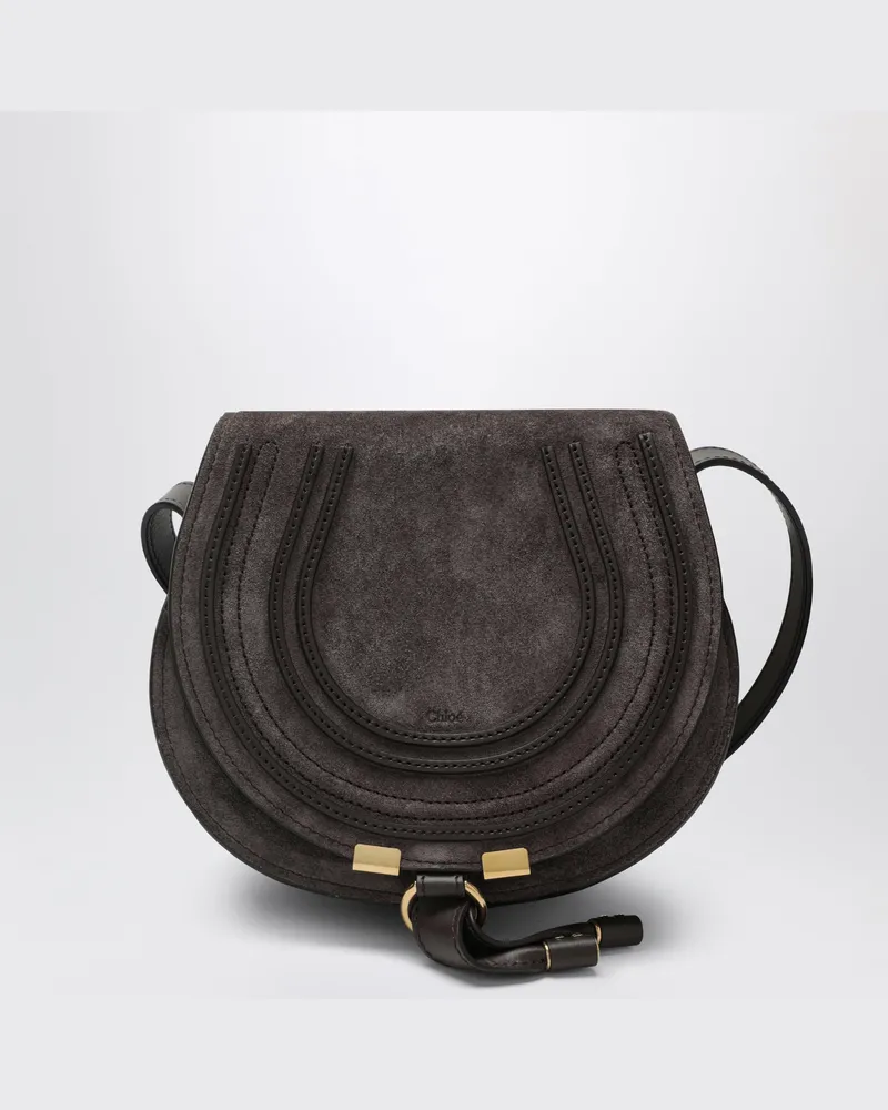 Chloé Saddle Marcie Tasche aus Wildleder in Kohlbraun Brown