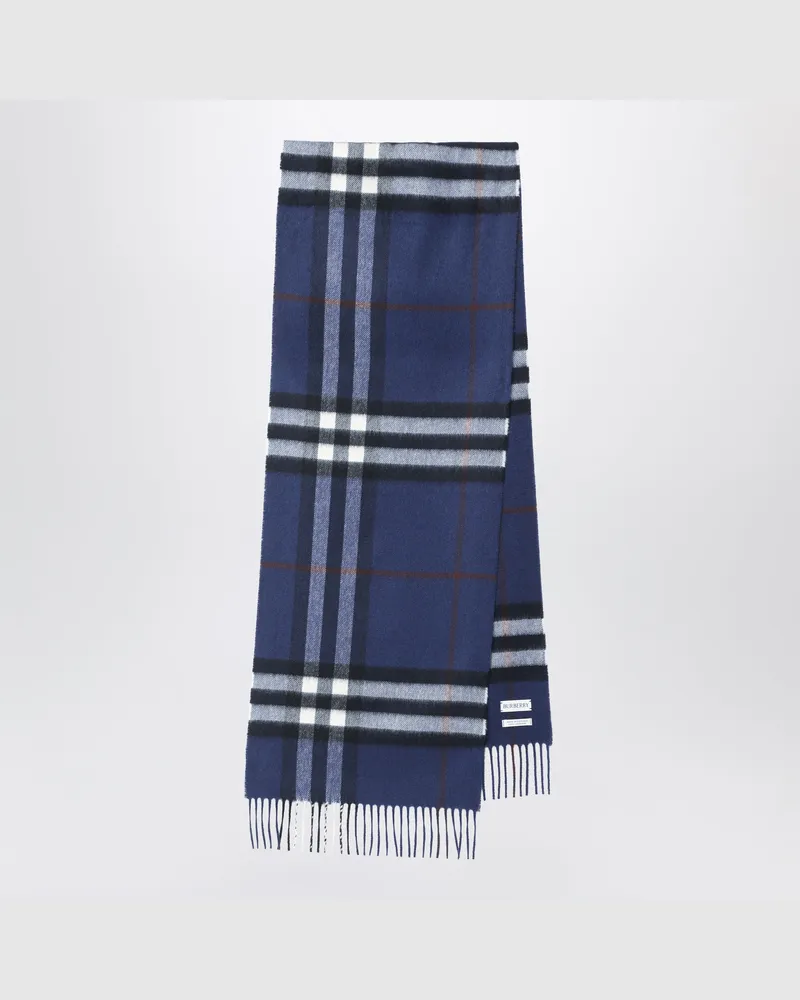Burberry Blauer Kaschmirschal mit Karomuster Blue