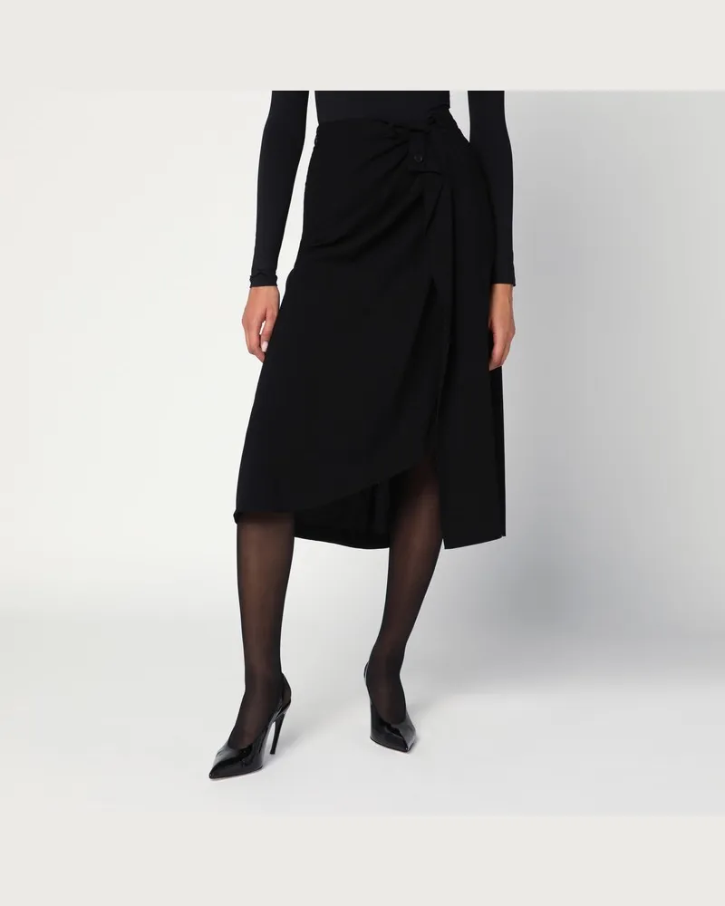 Balenciaga Drapierter schwarzer Rock aus Crêpe Schwarz