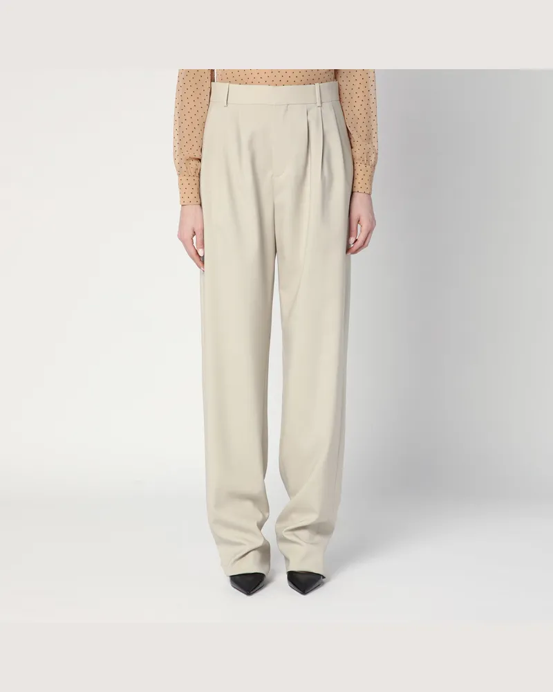 Saint Laurent Beigefarbene Hose aus Wolle Beige