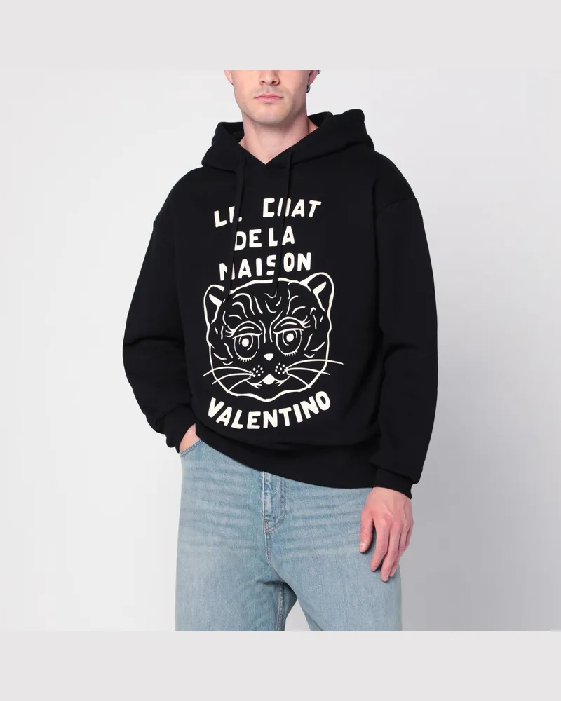 Valentino Garavani Schwarzes Sweatshirt mit Le Chat de la Maison-Patch Black