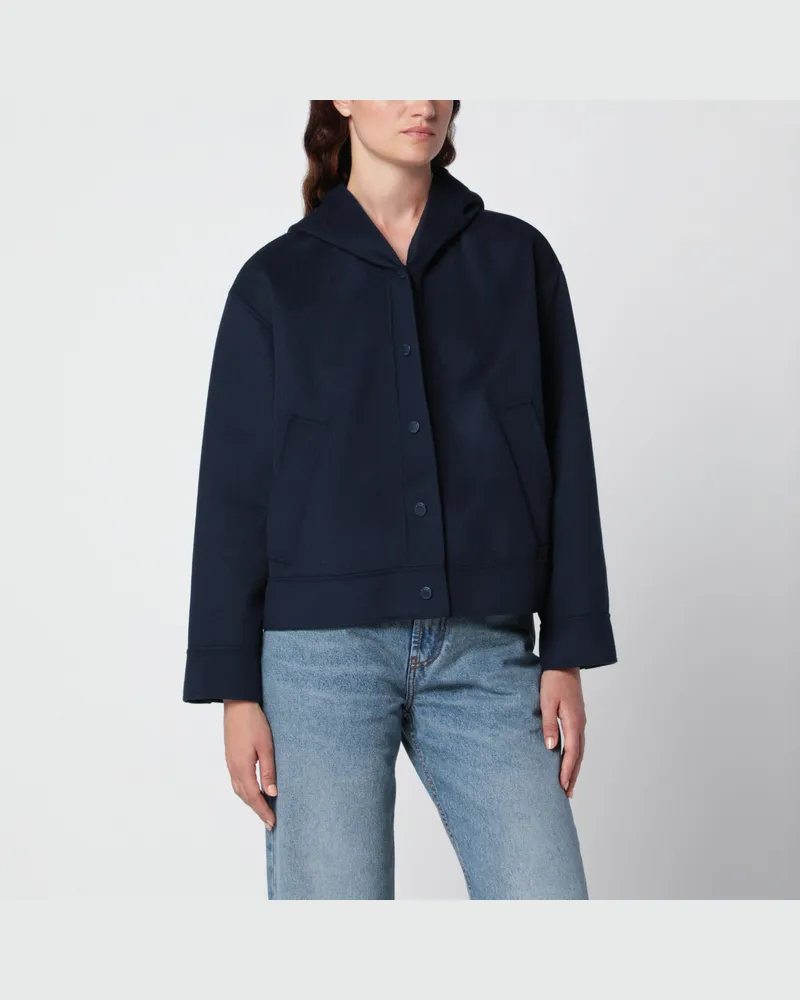 Max Mara Blaue Wolljacke mit Kapuze Blue