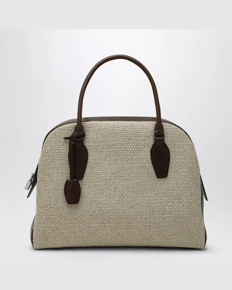 The Row India 12 Tasche aus Canvas und Leder in Natur/Braun Beige