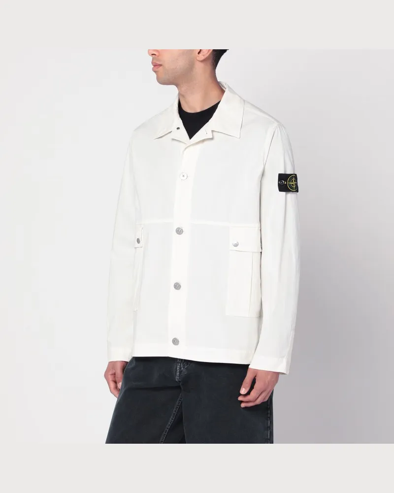 Stone Island Jacke aus Baumwolle in Elfenbeinfarbe Weiß