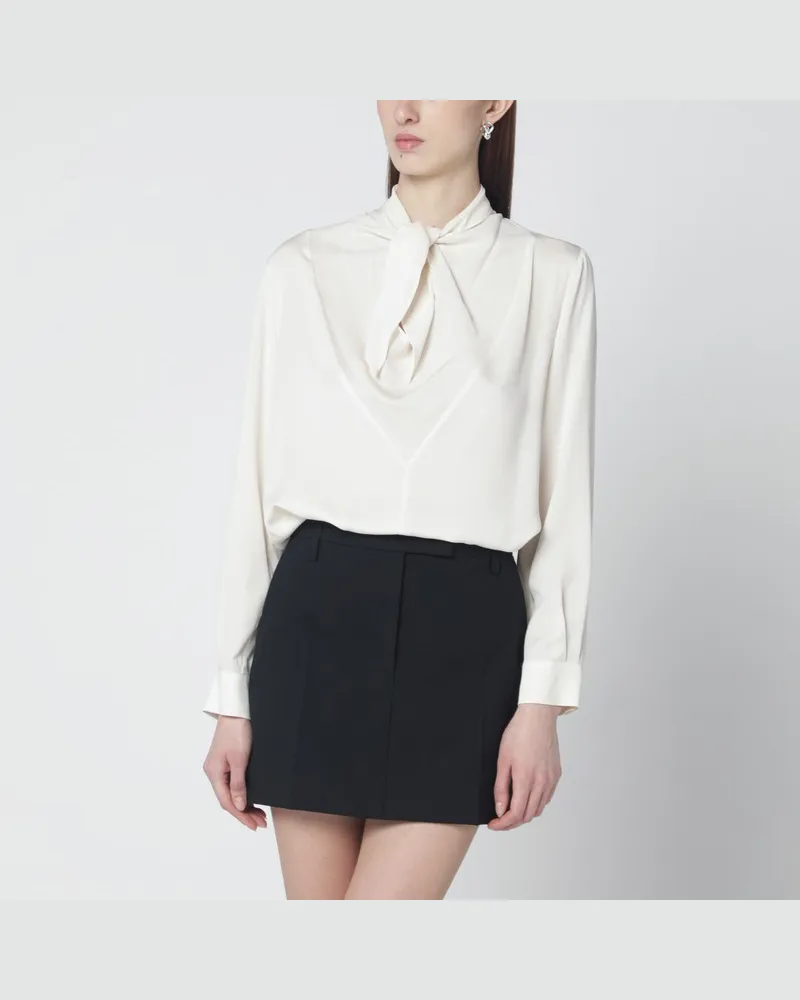 Max Mara Elfenbeinfarbene Bluse aus Seidencharmeuse Beige