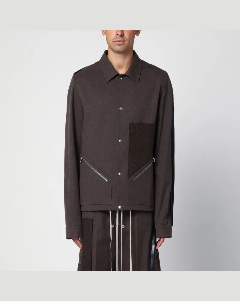 Rick Owens Braune Hemdjacke Tour Snap Front Braun