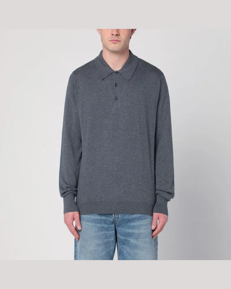 John Smedley Graues Poloshirt Finchley aus Baumwolle Grau