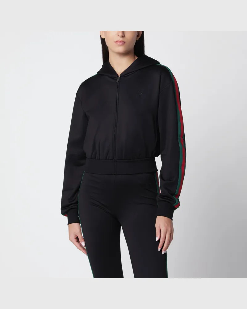 Gucci Schwarzes Cropped-Sweatshirt mit Reißverschluss aus Baumwollmischung Black