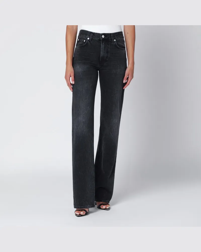 Haikure Schwarze Star-Jeans mit Washed-Effekt Schwarz