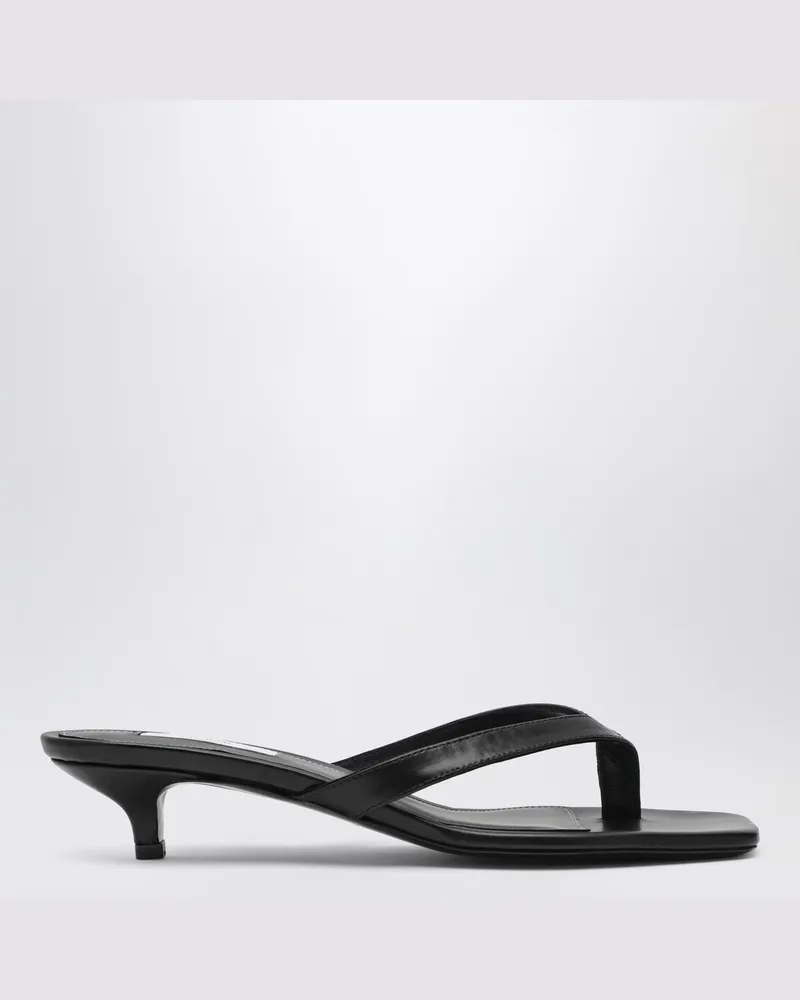 Totême Schwarze Flip-Flops mit Absatz aus Leder Black