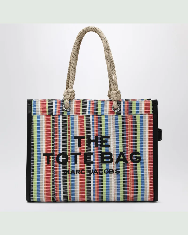 Marc Jacobs Große Tote-Bag aus gestreiftem Mesh in Rot Red