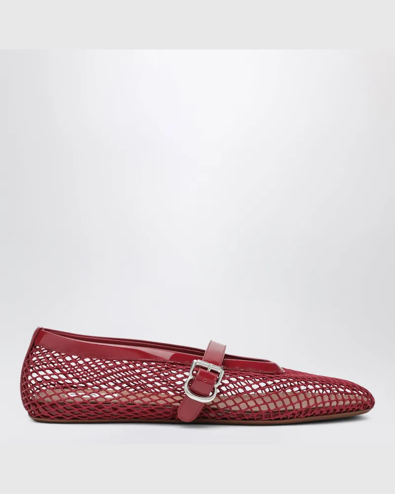 Alaïa Rote Ballerinas aus Mesh und Lackleder Red