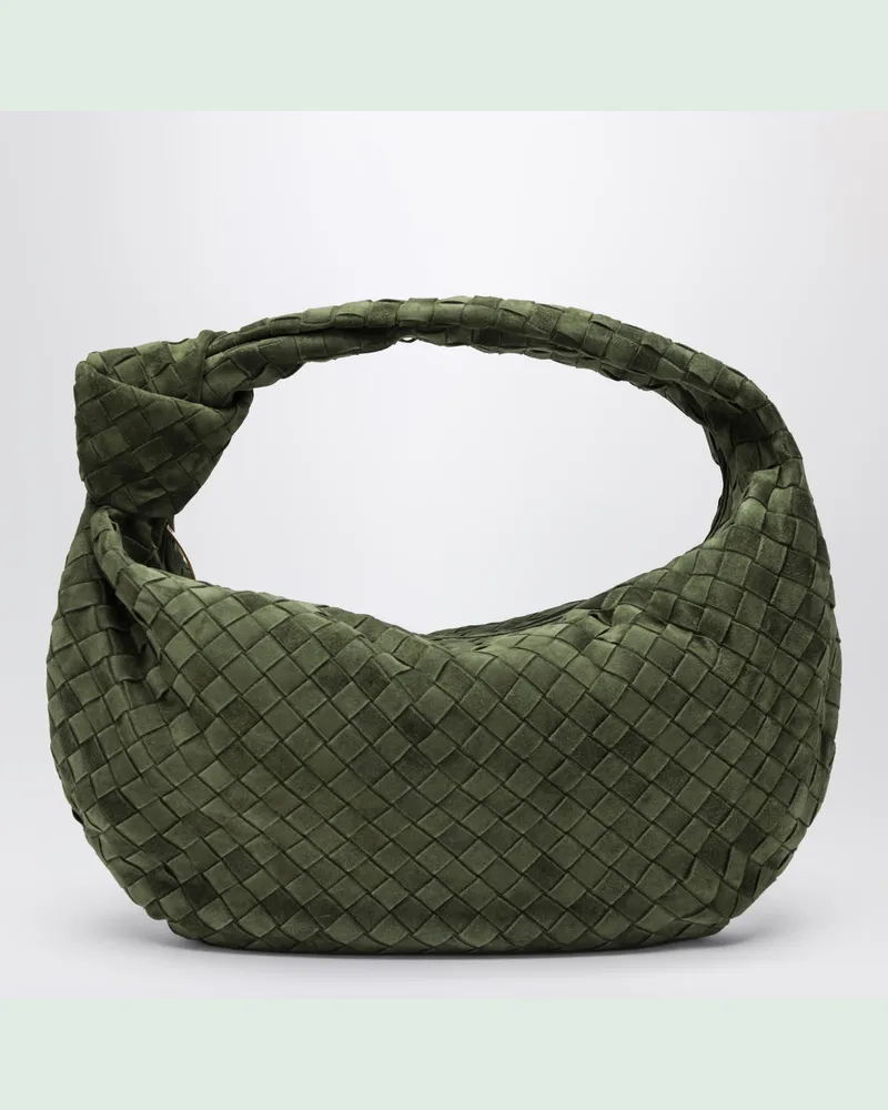 Bottega Veneta Schultertasche Jodie aus Veloursleder in Dunkelgrün Green