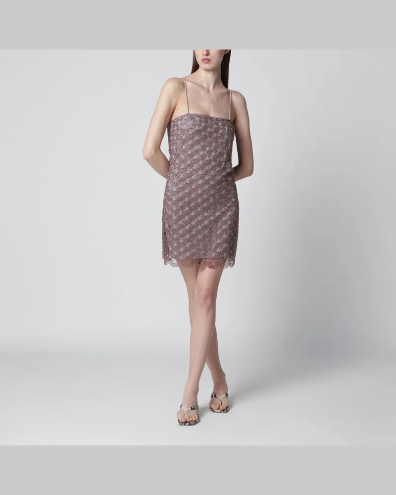 ROTATE Birger Christensen Pailletten-Minikleid mit Wellensaum aus Polyester in Grau Grey