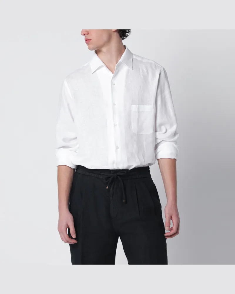 Loro Piana Weißes Leinenhemd 
