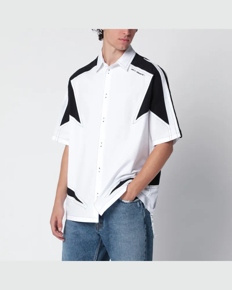OFF-WHITE Off-White Race Logo Star Bowlinghemd in Weiß/Schwarz White
