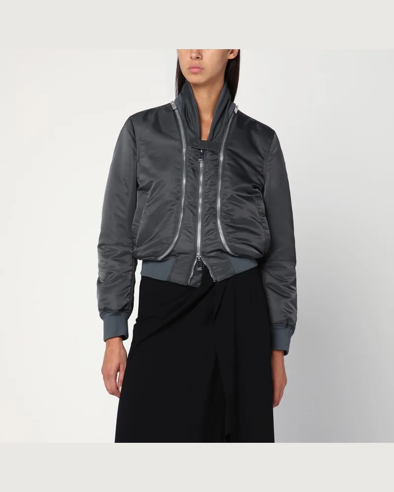 Alexander McQueen Graue Bomberjacke mit Reißverschluss Grau