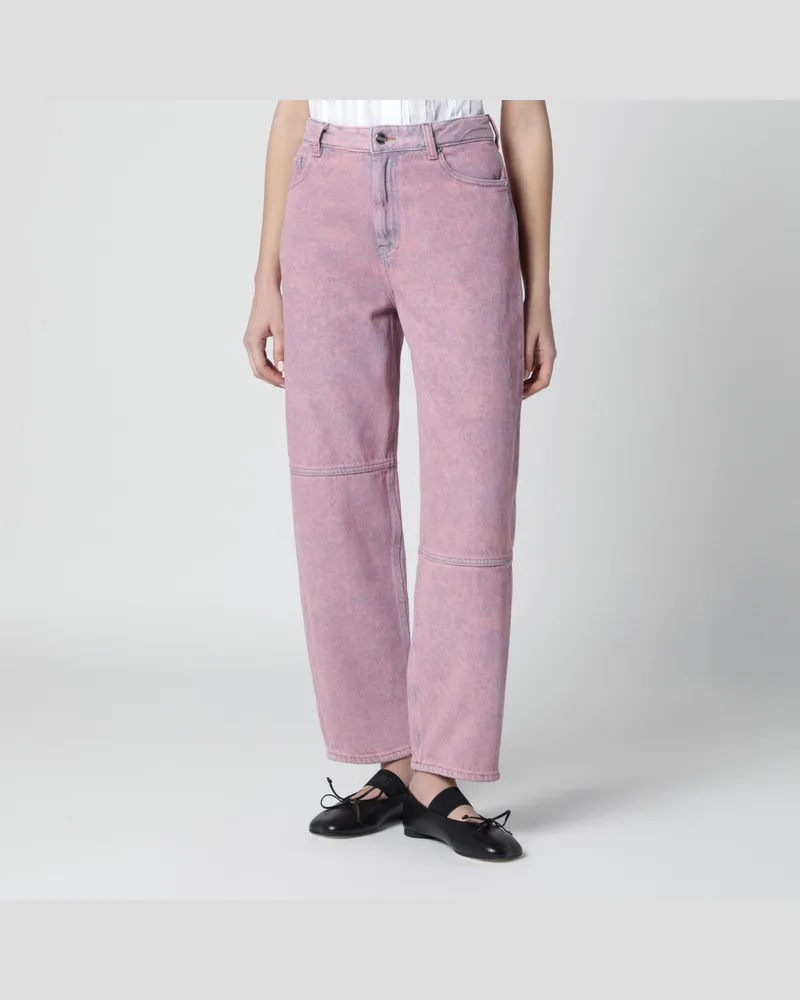 Ganni Starry Jeans in Rosa mit Waschung 