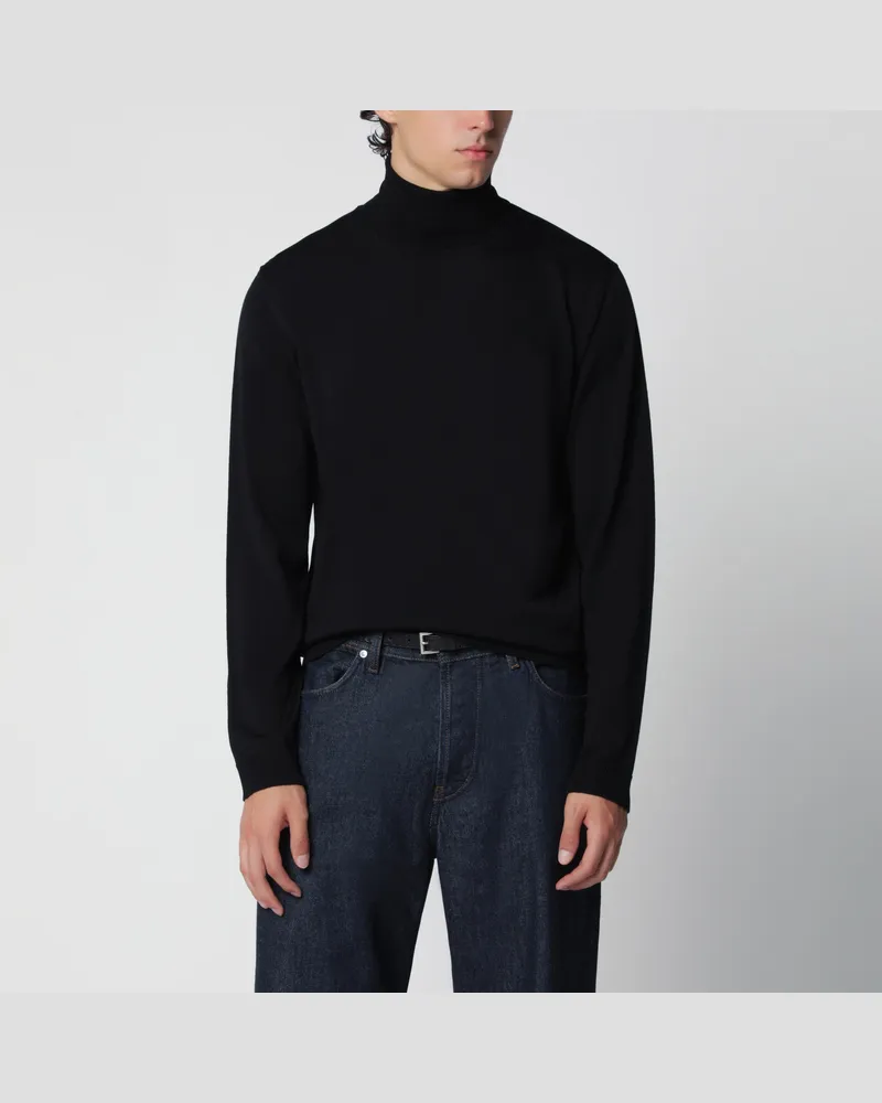 Roberto Collina Schwarzer Rollkragenpullover aus Wolle Black