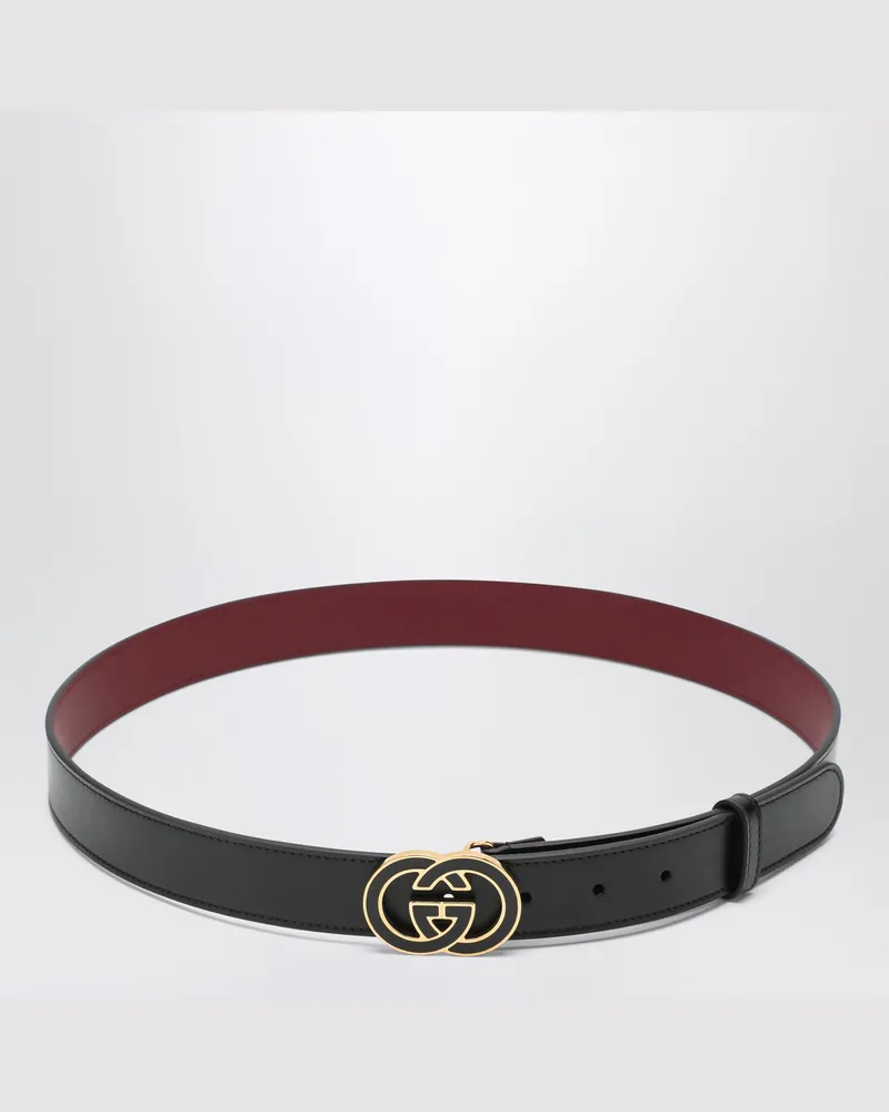 Gucci Schwarzer GG-Gürtelschnalle mit Verschlingung Black