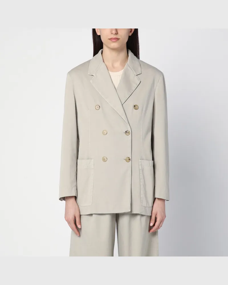 Palm Angels Beigefarbene zweireihige Jacke aus Baumwolle Beige