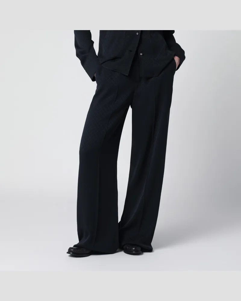 Gucci Blaue Hose aus Jacquard-Seidenmischung Blue