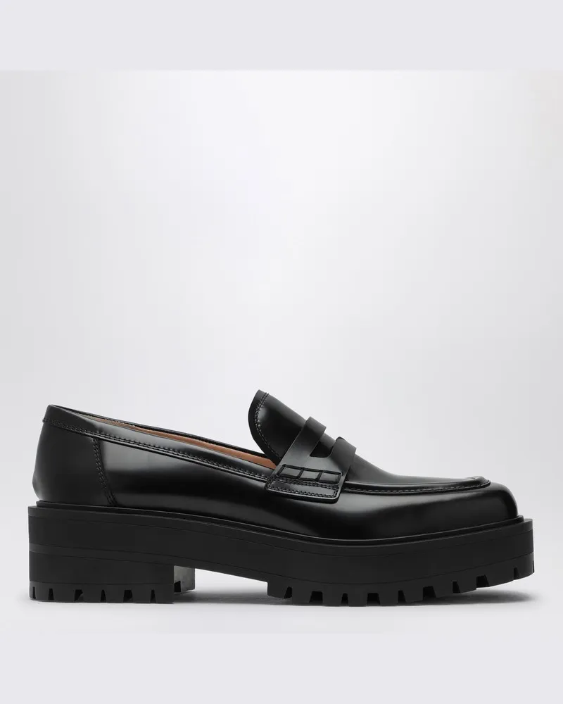 Gianvito Rossi Schwarzer Slipper aus Leder Schwarz