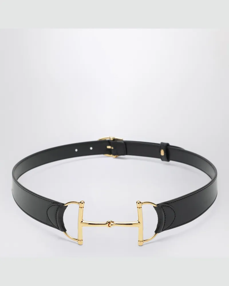 Gucci Schwarzer Gürtel mit übergroßer Horsebit-Schnalle 