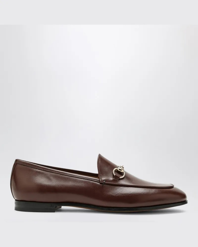 Gucci Brauner Jordaan Mokassin aus Leder Braun