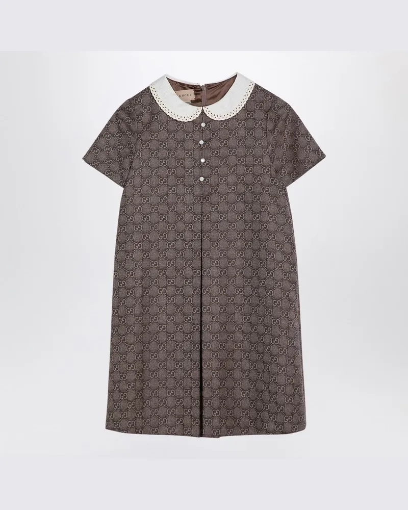 Gucci Braunes Wollkleid mit GG-Muster Braun