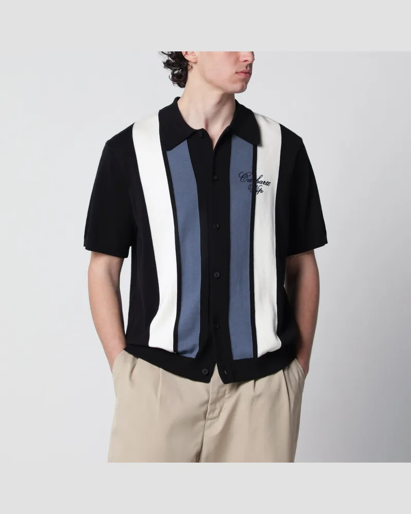 Carhartt WIP Schwarz gestreiftes S Mello Strickhemd Black
